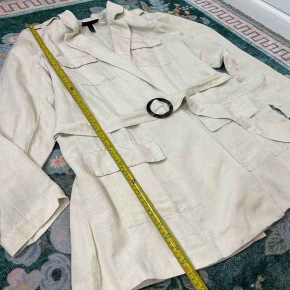 Lane Bryant Womens Belted Linen Jacket Sz 16 Utility Unstructured Beige Relaxed - Picture 14 of 16